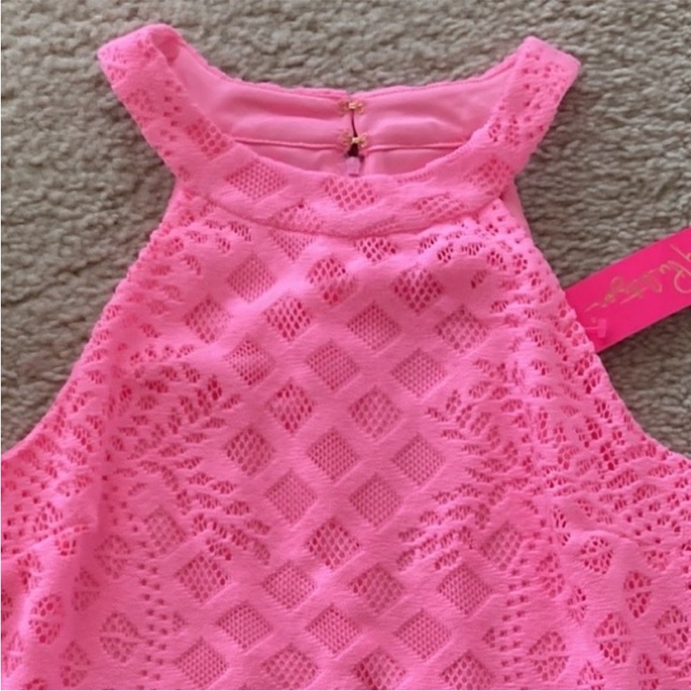 Lilly Pulitzer Rayanne Top Pelican Pink Pineapple Geo Lace - Picture 3 of 7